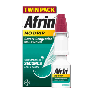 Afrin No Drip Severe Congestion Pump Mist Nasal Spray, 2-15 mL Bottles