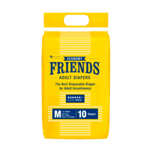Friends Economy Adult Diapers Tape Style - 10 Count (M) Waist 27.56- 49.21 Inch