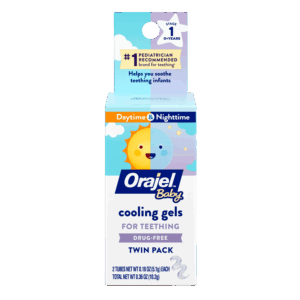 Orajel Baby Daytime & Nighttime Cooling Gels for Teething, Drug-Free, #1 Pediatrician Recommended Brand for Teething*, Two 0.18oz Tubes